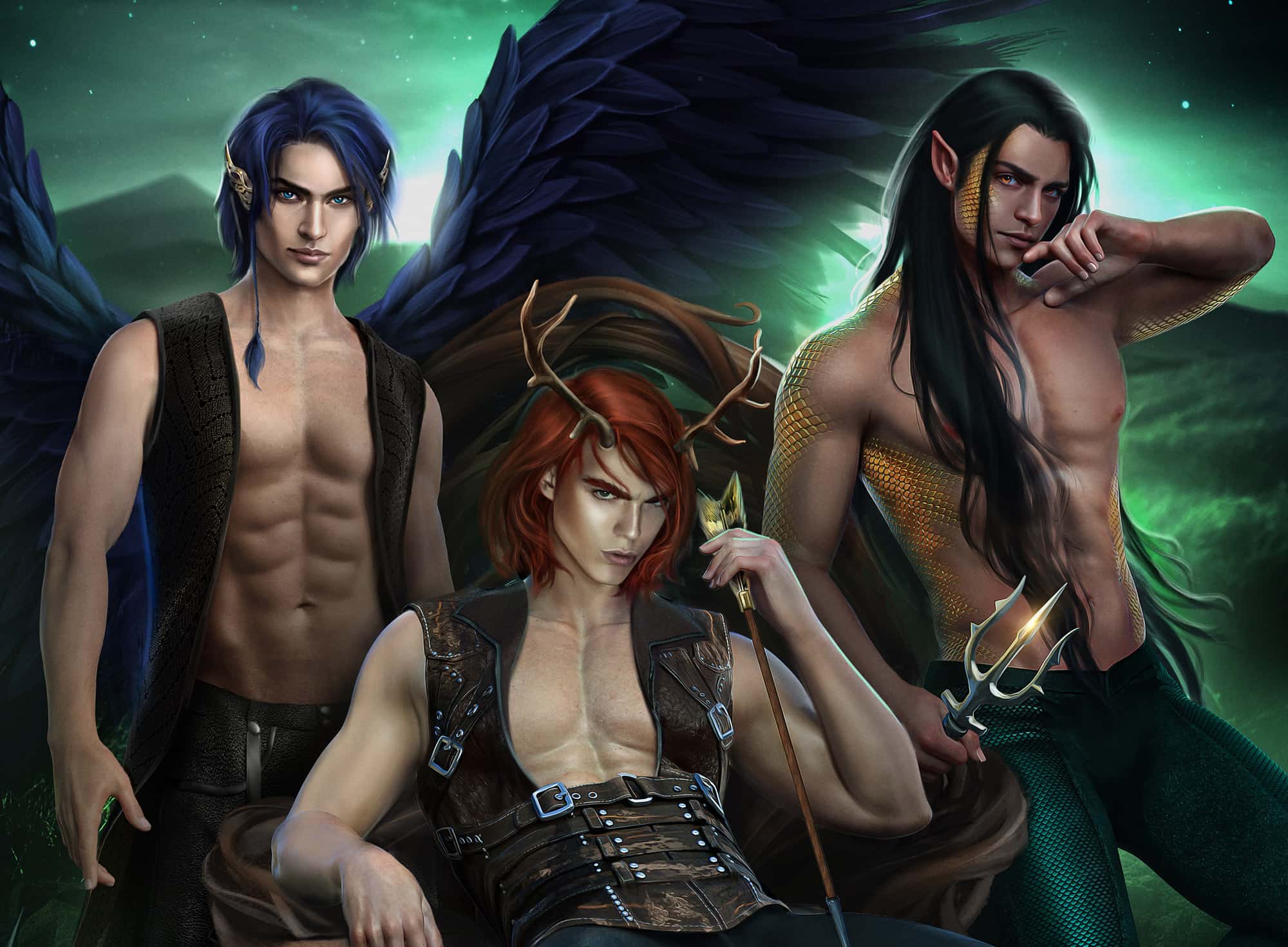 Three magical male characters